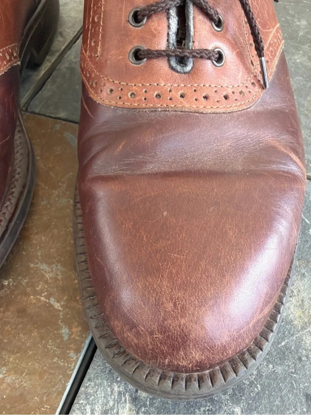 Croft & Barrow Men's Brown Italian Leather Lace-Up Oxfords Shoes Size 10